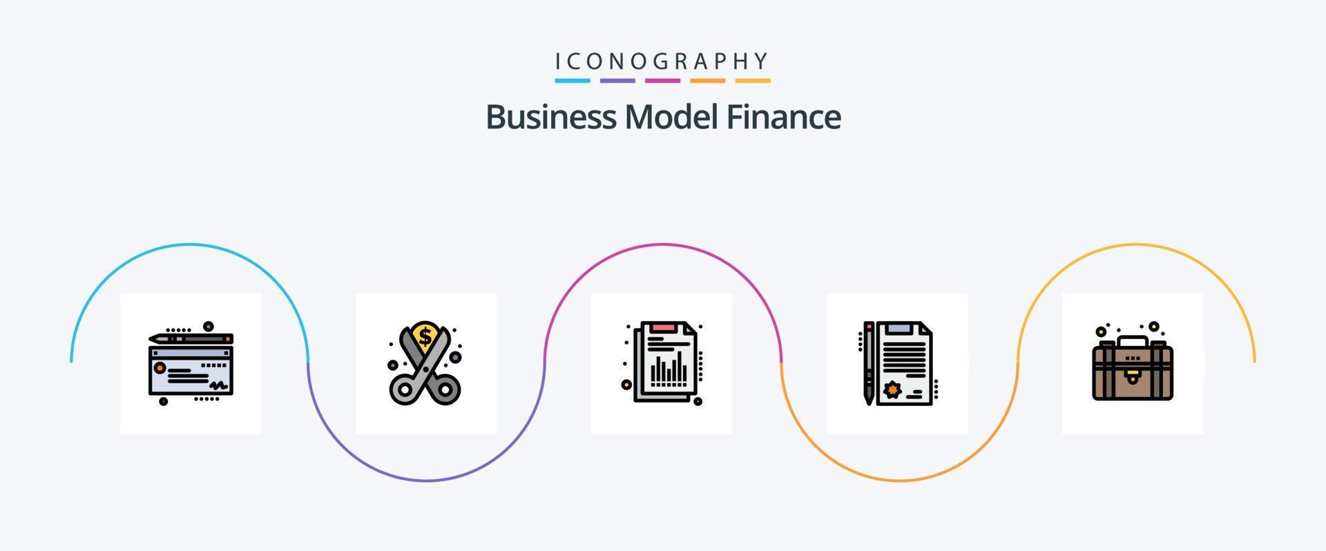 paquete de iconos de 5 planos llenos de línea de finanzas que incluye cartera. negocio. anual. legal. certificado vector