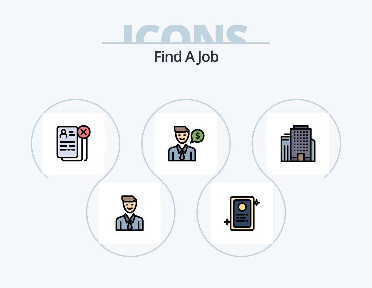 encuentre un diseño de icono de paquete de iconos lleno de línea de trabajo 5. trabajo. trabajo. documento. crecimiento. negocio vector