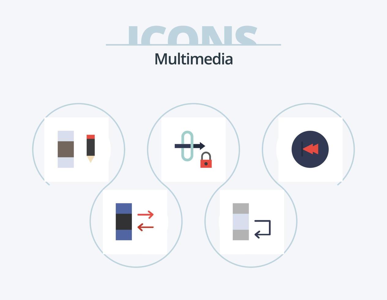 Multimedia Flat Icon Pack 5 Icon Design. . multimedia. edit. backward. arrow vector