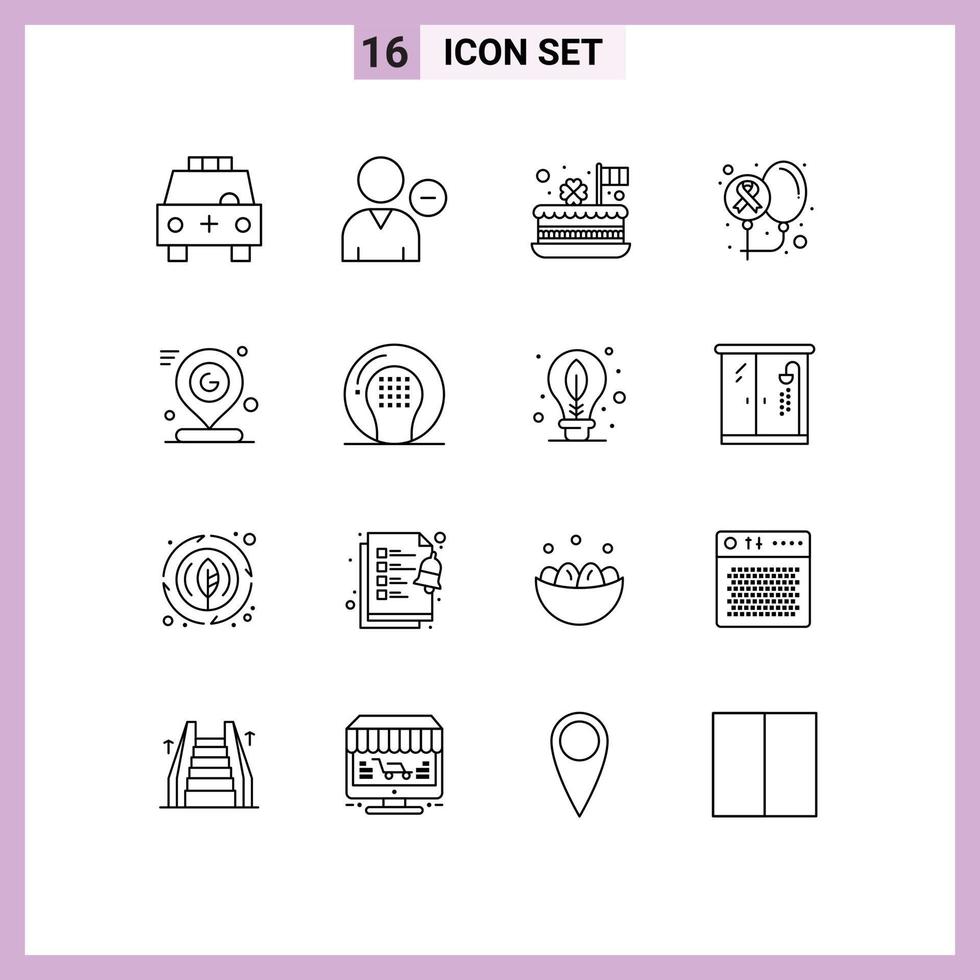 Outline Pack of 16 Universal Symbols of day balloons profile patrick celebration Editable Vector Design Elements