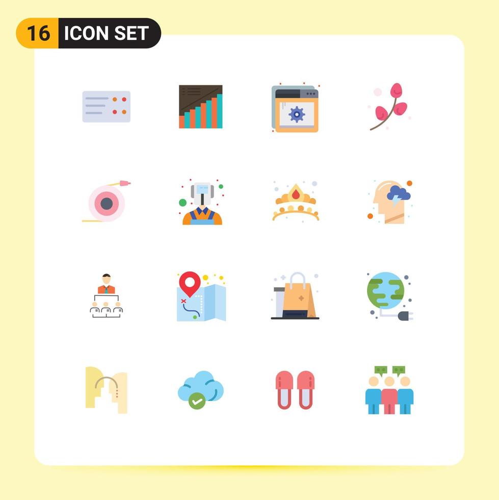 Group of 16 Flat Colors Signs and Symbols for ticket page graph sales plent Editable Pack of Creative Vector Design Elements