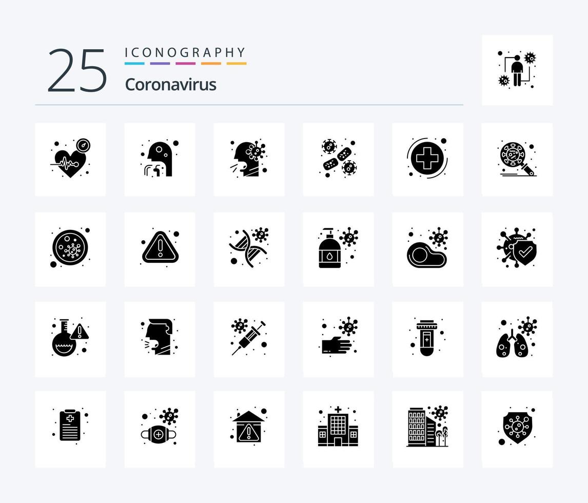 Coronavirus 25 Solid Glyph icon pack including bacteria. healthcare. bacteria. health. blood cell vector