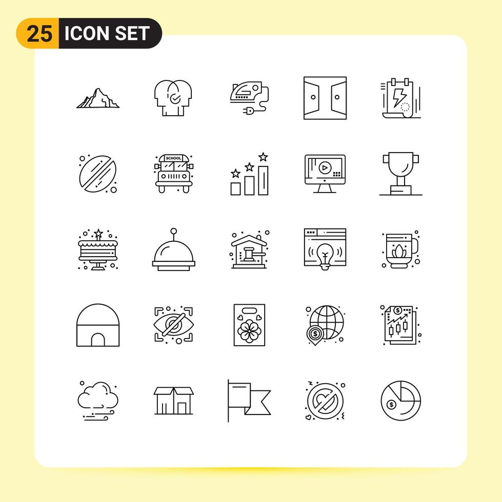 25 Thematic Vector Lines and Editable Symbols of home door resources buildings iron Editable Vector Design Elements