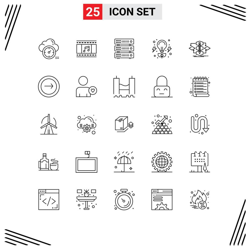 25 Creative Icons Modern Signs and Symbols of design nature database invention bulb Editable Vector Design Elements