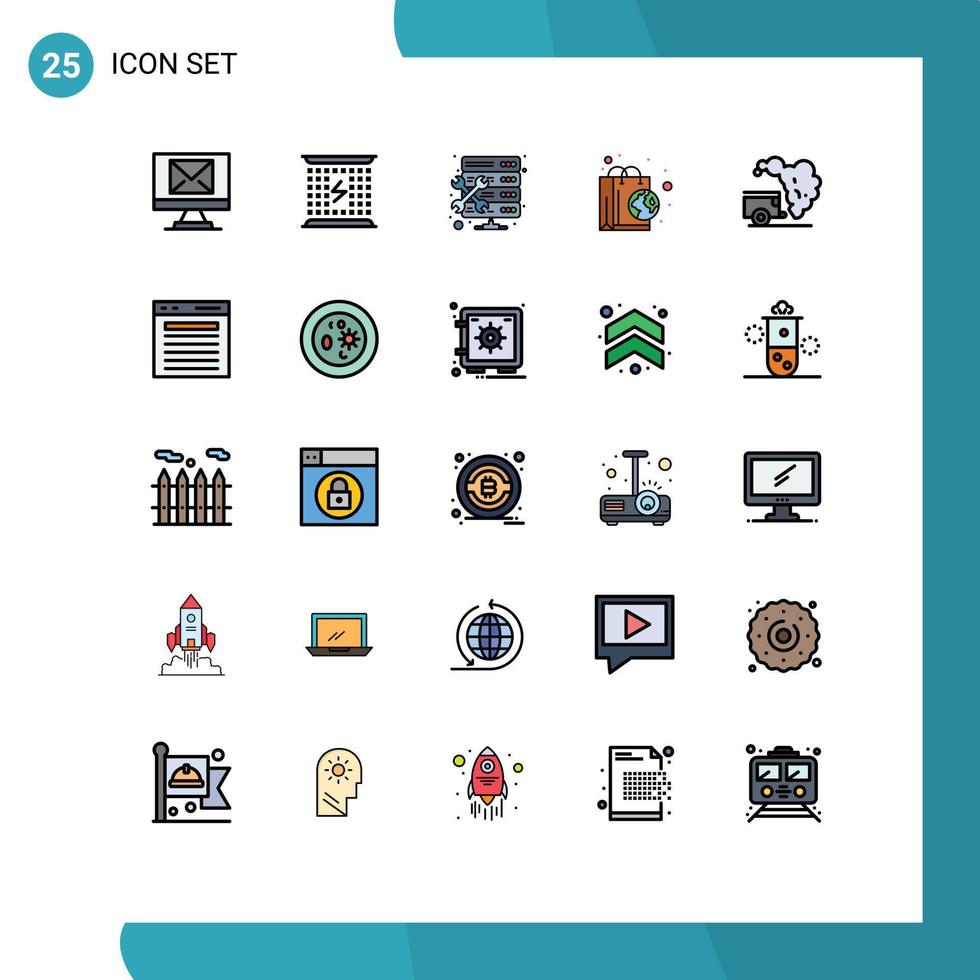 25 iconos creativos signos y símbolos modernos del medio ambiente bolsa reciclada administración naturaleza bolsa elementos de diseño vectorial editables vector