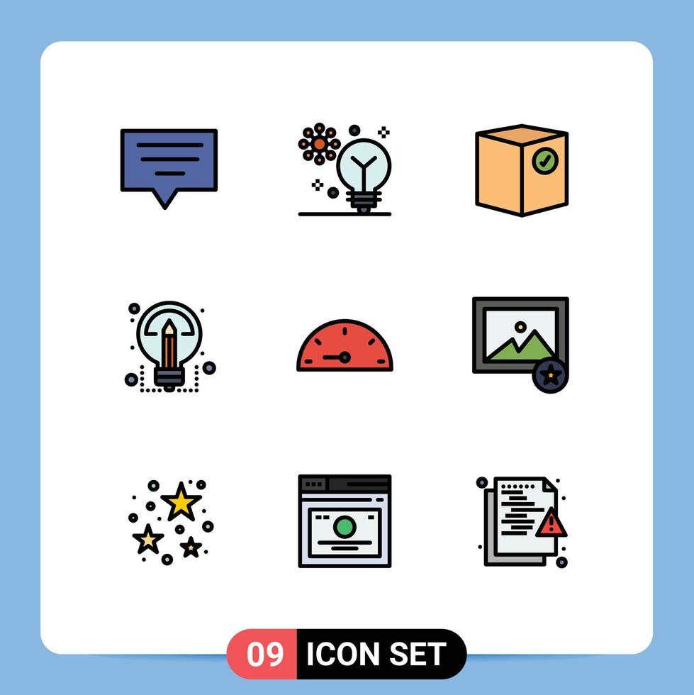 Mobile Interface Filledline Flat Color Set of 9 Pictograms of dash share box ideas shipping Editable Vector Design Elements
