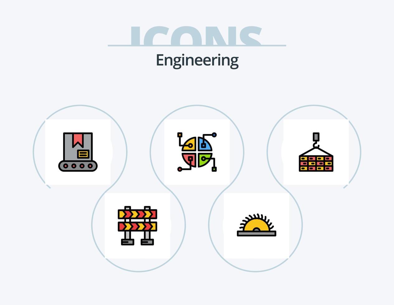 paquete de iconos llenos de línea de ingeniería 5 diseño de iconos. cortar con tijeras. construcción. construcción. auto. pastilla vector