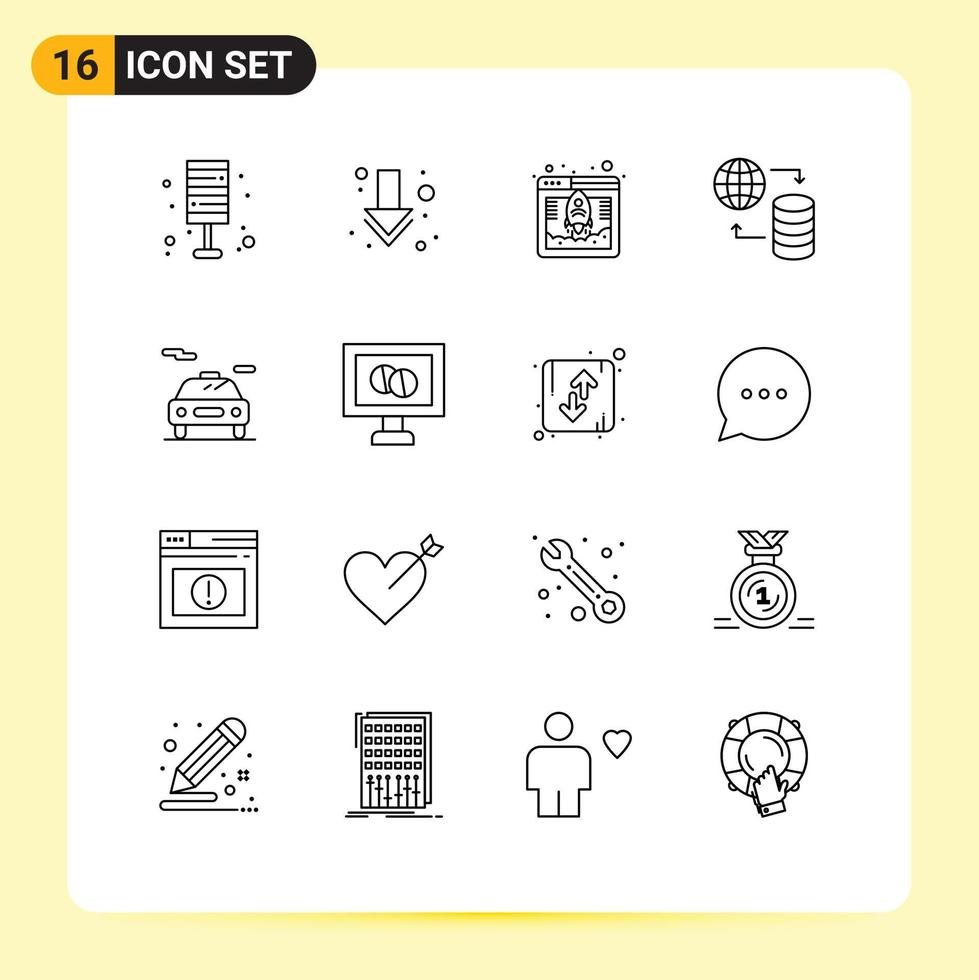 16 User Interface Outline Pack of modern Signs and Symbols of electric web access service hosting Editable Vector Design Elements