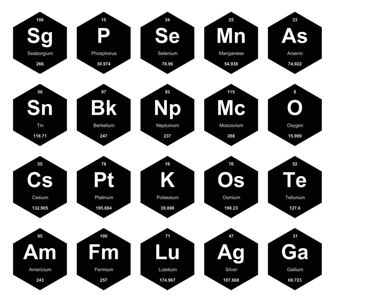 20 Preiodic table of the elements Icon Pack Design vector