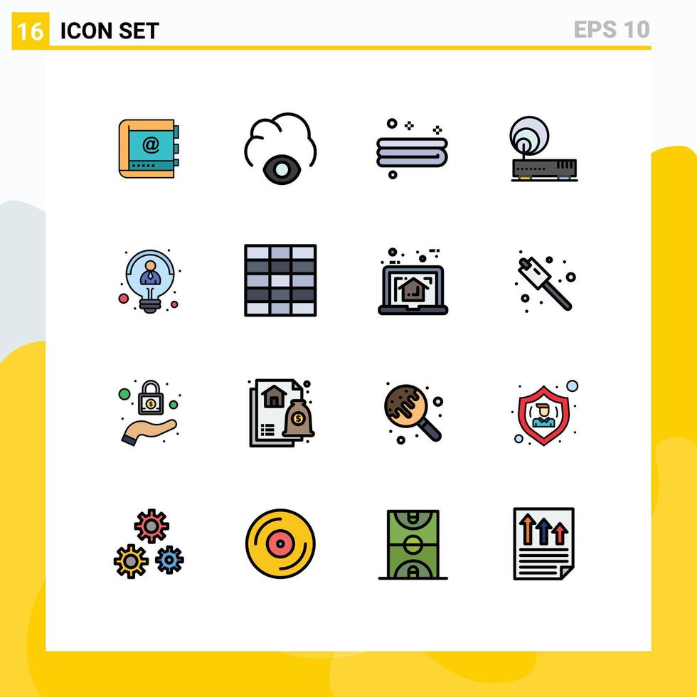 Set of 16 Modern UI Icons Symbols Signs for creative internet eye hardware towel Editable Creative Vector Design Elements