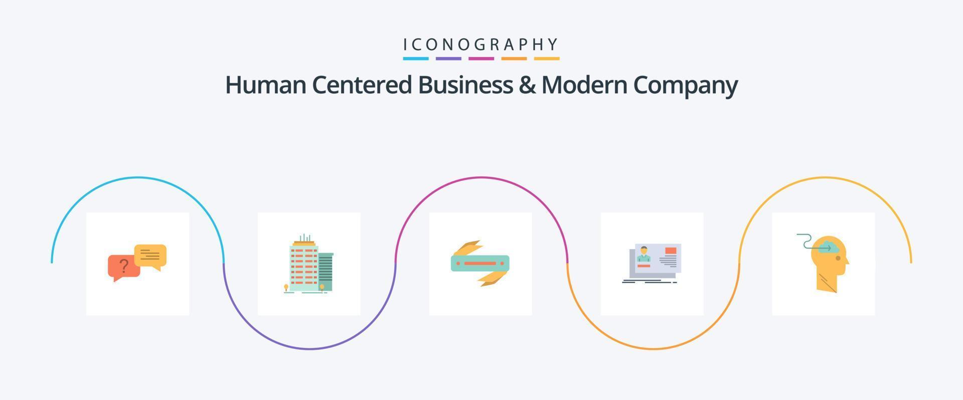negocio centrado en el ser humano y paquete de iconos planos de 5 empresas modernas que incluye la nube. tarjeta. cuchillo. identidad. identificación vector