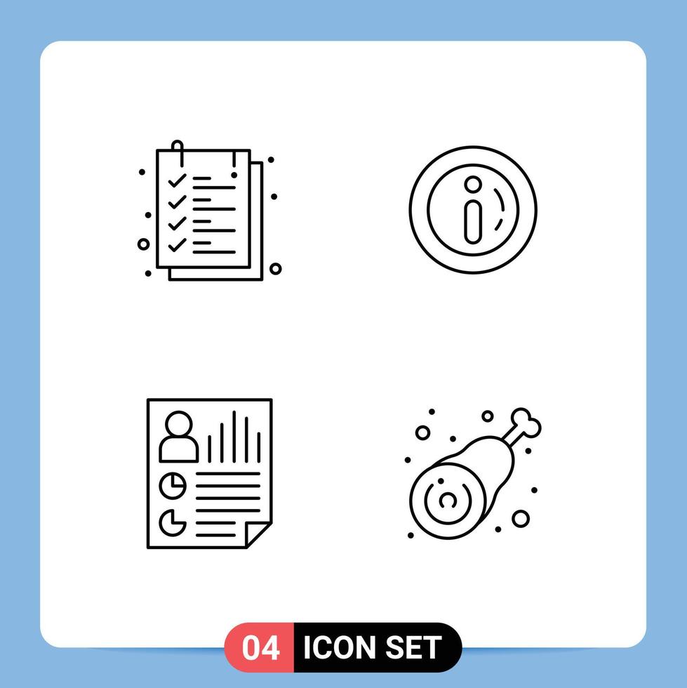 4 Thematic Vector Filledline Flat Colors and Editable Symbols of document document text sheet alert report Editable Vector Design Elements