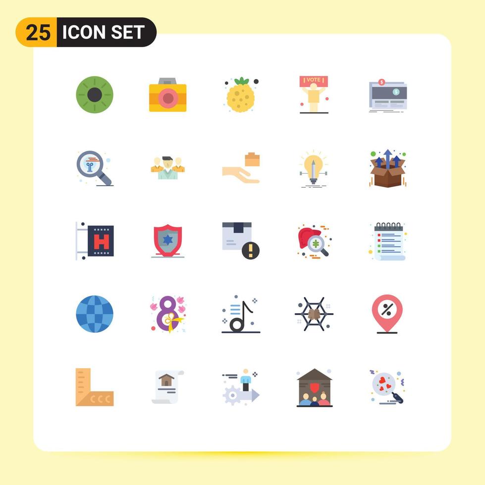 Stock Vector Icon Pack of 25 Line Signs and Symbols for crowdfunding politics technology political raspberry Editable Vector Design Elements
