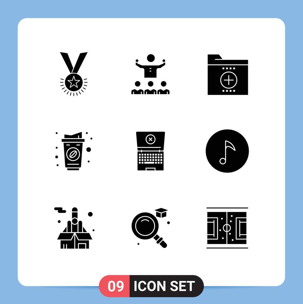 Pack of 9 Modern Solid Glyphs Signs and Symbols for Web Print Media such as cup office mentor folder documents Editable Vector Design Elements