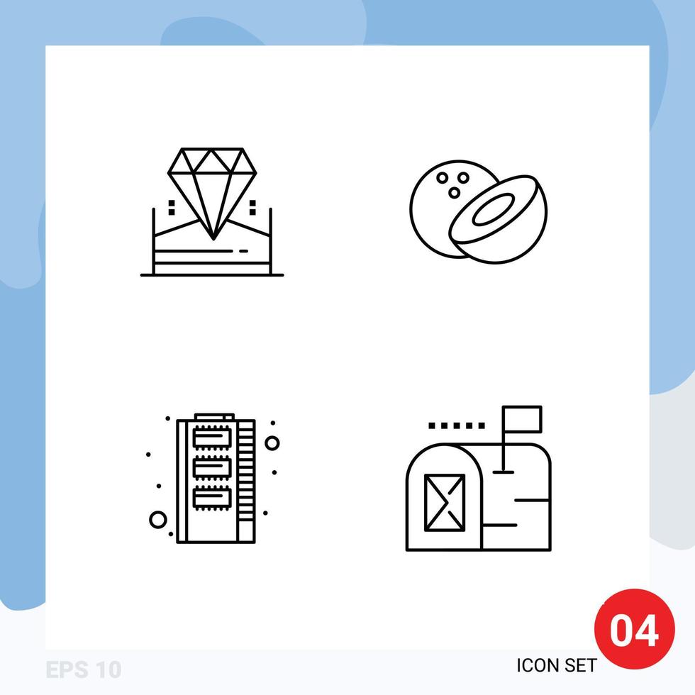 Universal Icon Symbols Group of 4 Modern Filledline Flat Colors of brilliant storage hotel hardware mail Editable Vector Design Elements