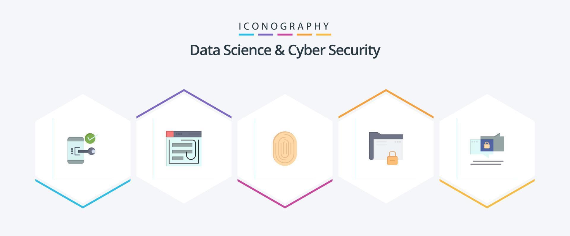 Data Science And Cyber Security 25 Flat icon pack including scanner. recognition. internet. identity. website vector