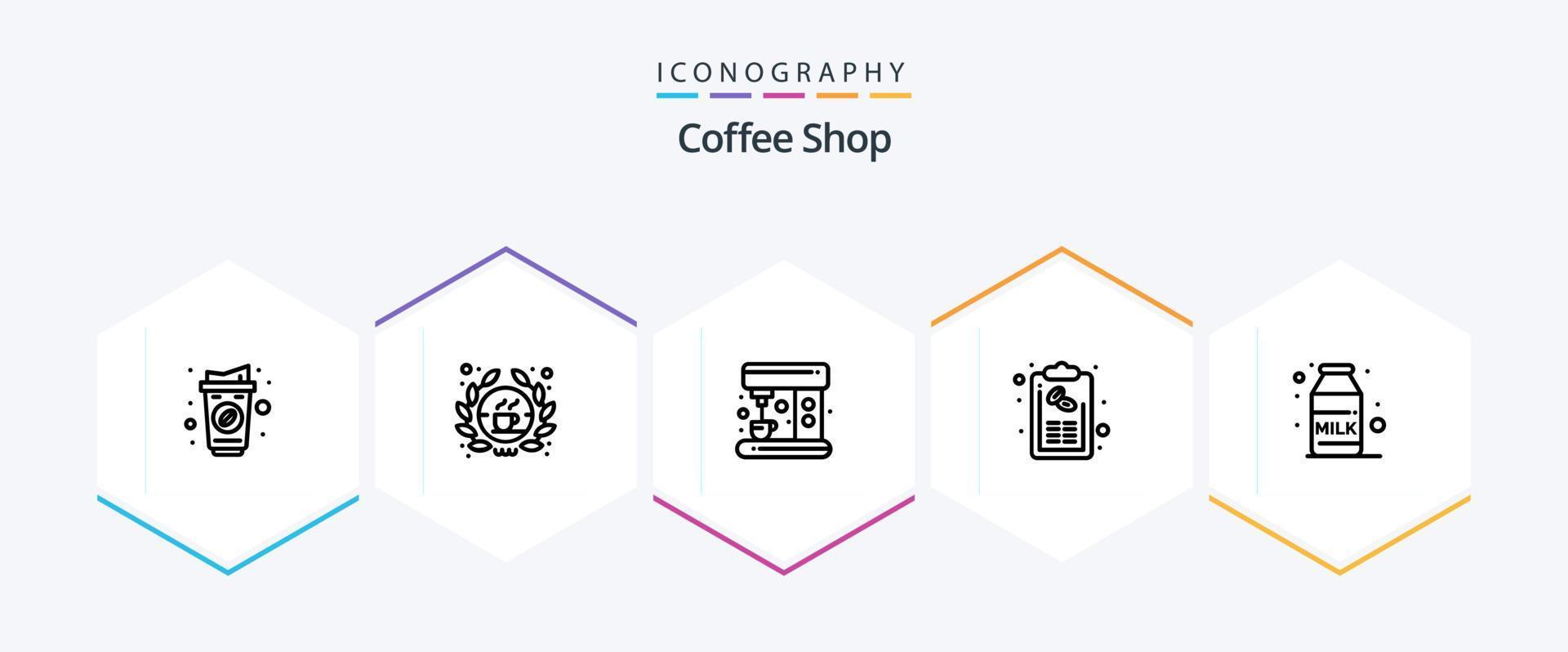 Coffee Shop 25 Line icon pack including coffee. menu. coffee. list. coffee vector