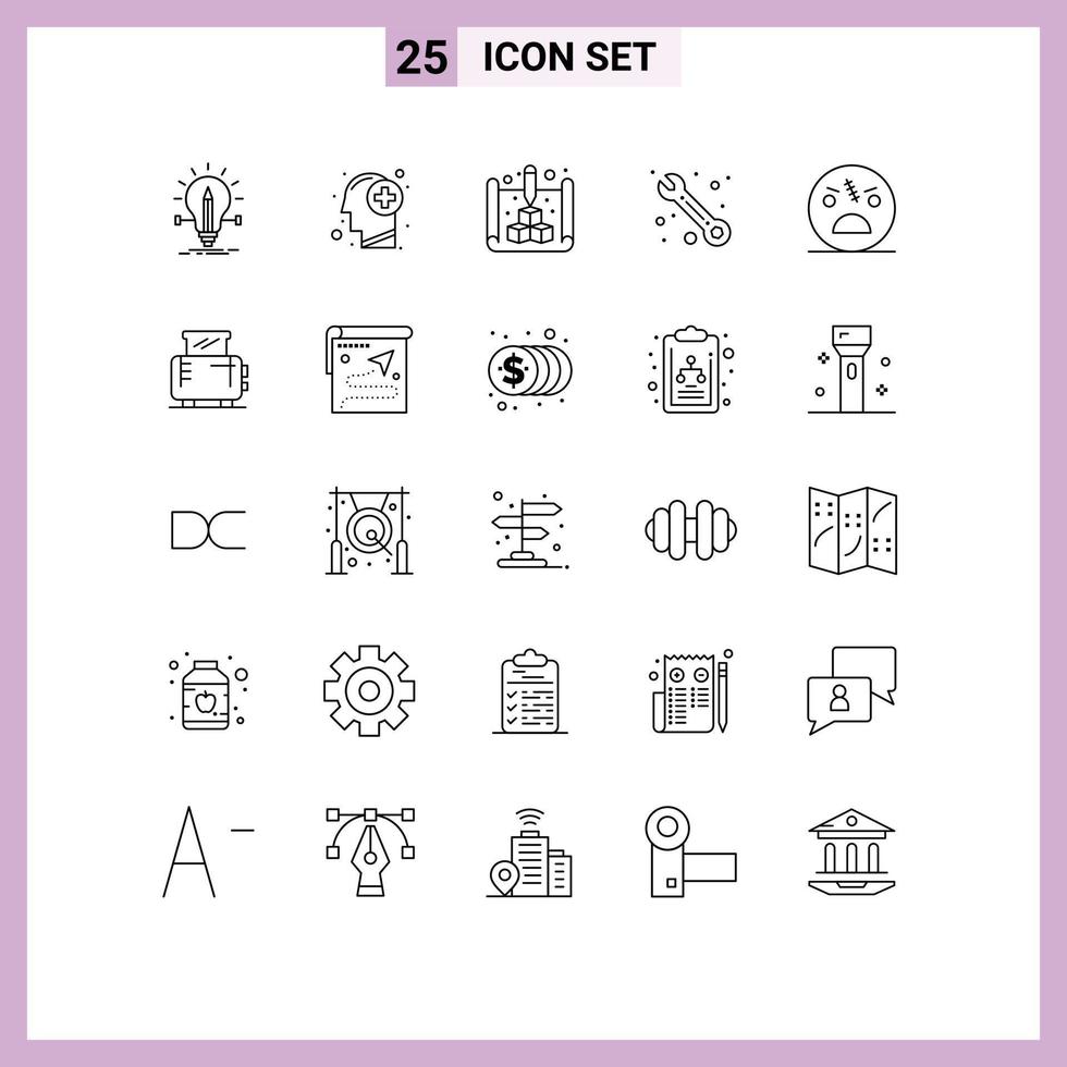 25 Creative Icons Modern Signs and Symbols of dead service mind customer print Editable Vector Design Elements