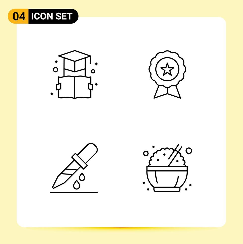 Line Pack of 4 Universal Symbols of book droup graduation finance medical Editable Vector Design Elements