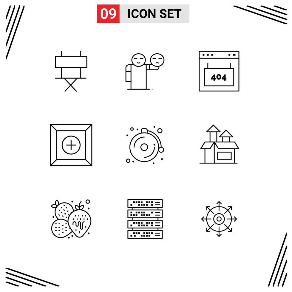 Group of 9 Modern Outlines Set for bell product browser new seo Editable Vector Design Elements