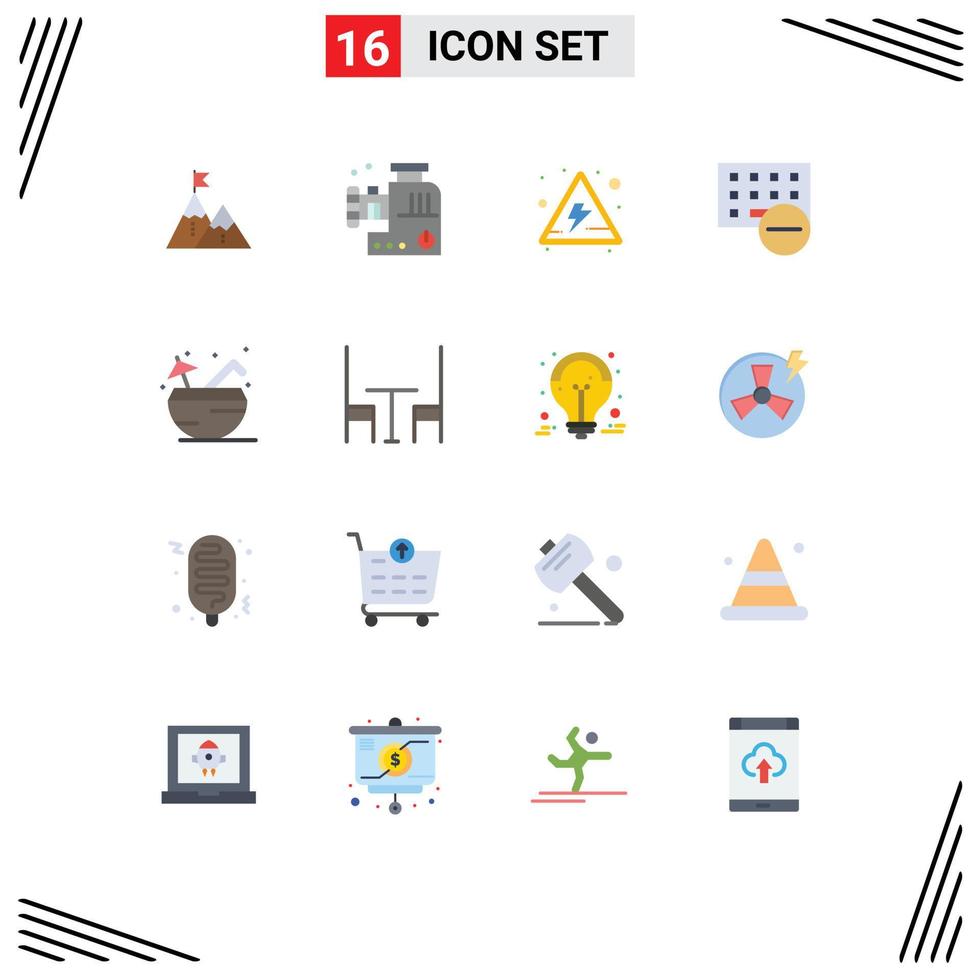 User Interface Pack of 16 Basic Flat Colors of success meat grinder goal peak alert Editable Pack of Creative Vector Design Elements