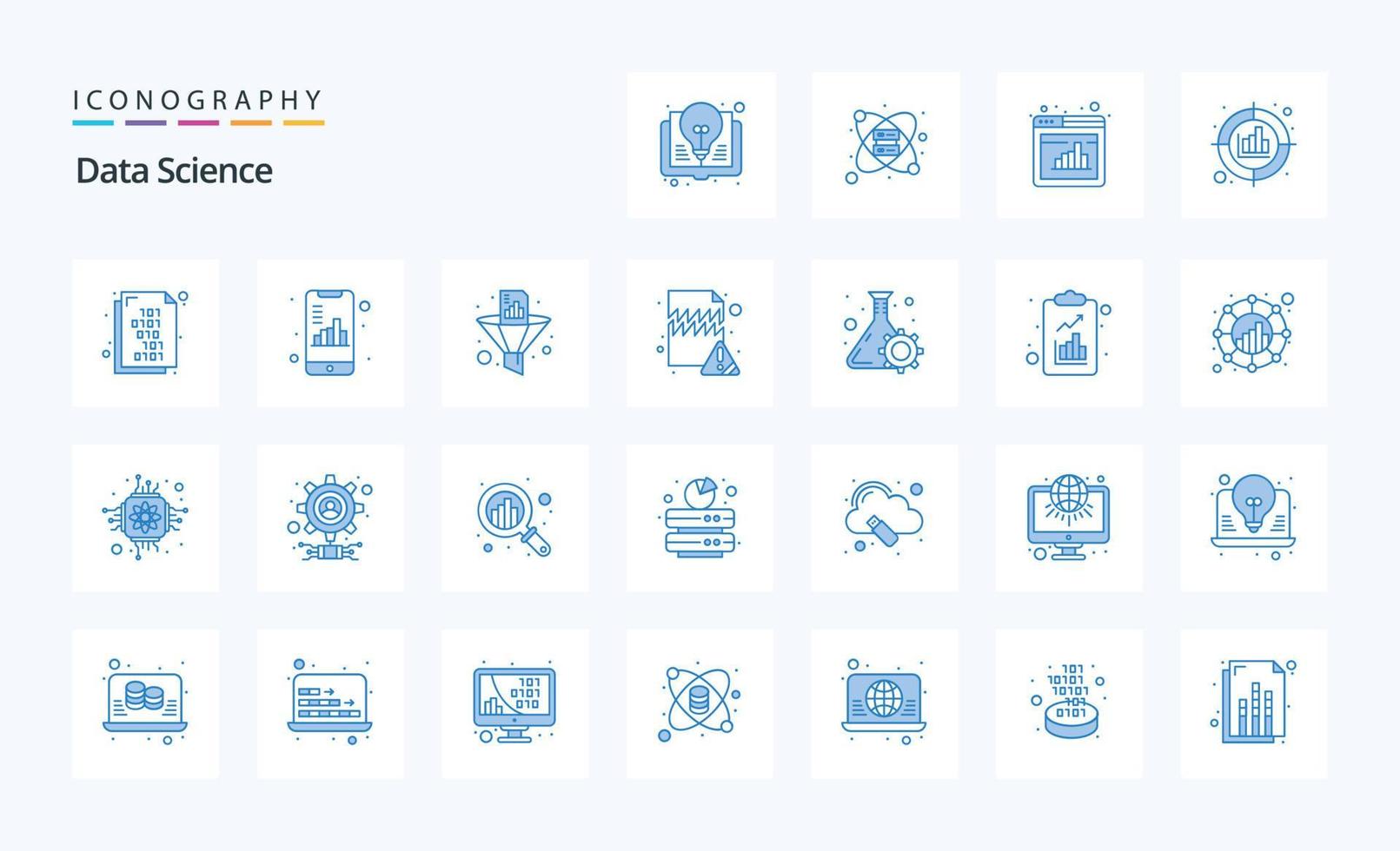 25 Data Science Blue icon pack vector