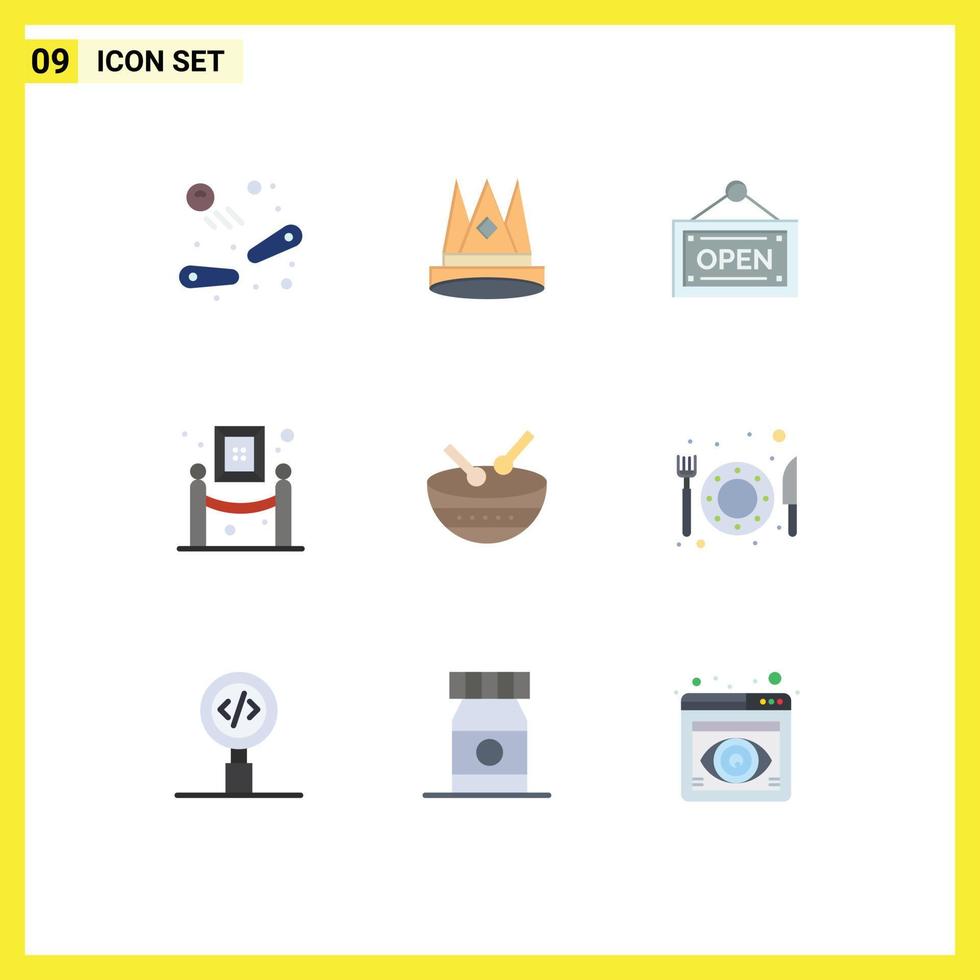 Set of 9 Modern UI Icons Symbols Signs for drum museum position exhibition board Editable Vector Design Elements