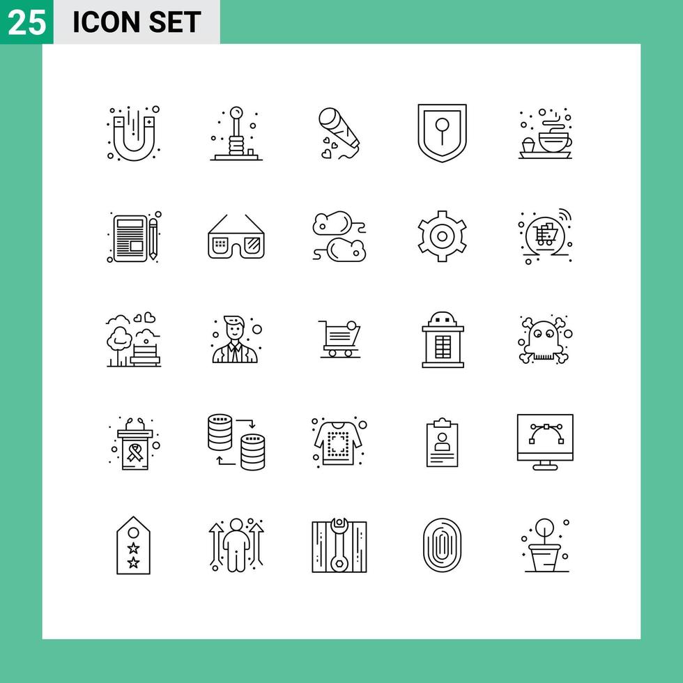 25 Line concept for Websites Mobile and Apps plate security recreation location loving Editable Vector Design Elements