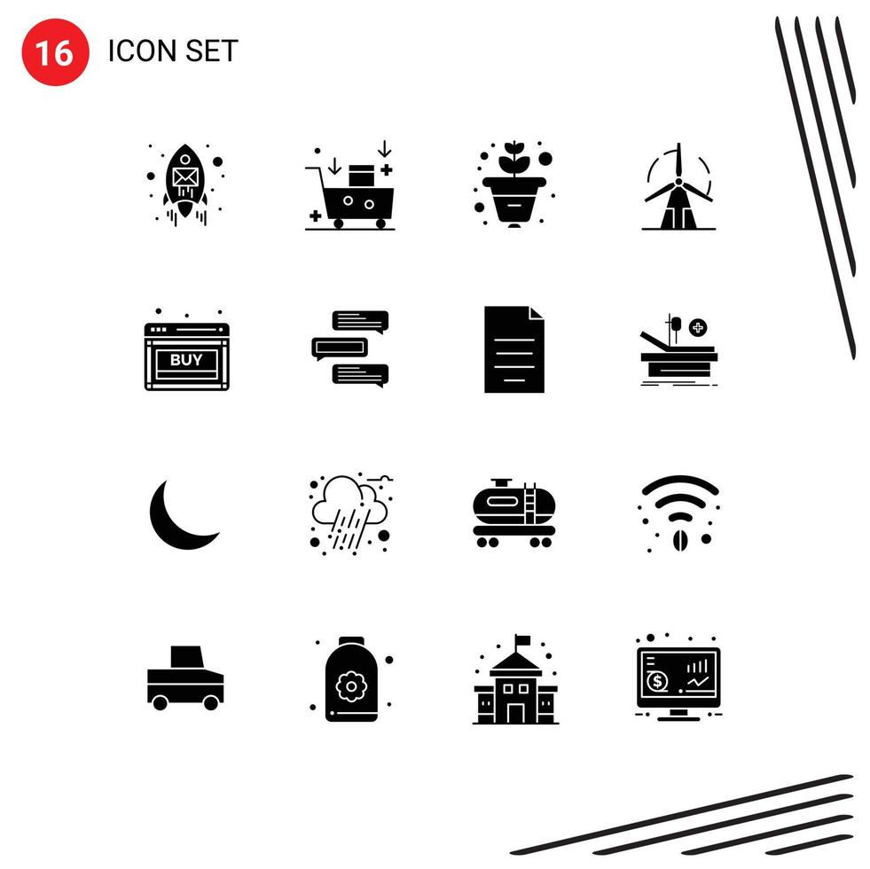 User Interface Pack of 16 Basic Solid Glyphs of buy power emarketing green clean Editable Vector Design Elements
