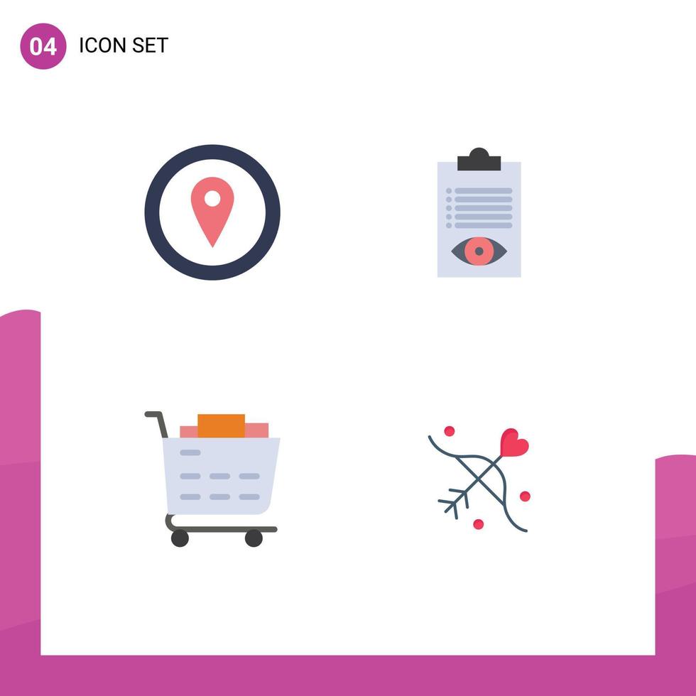 Stock Vector Icon Pack of 4 Line Signs and Symbols for gps buy map marker job shopping cart Editable Vector Design Elements