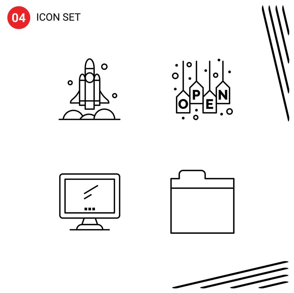 Pictogram Set of 4 Simple Filledline Flat Colors of launcher store transport sale monitor Editable Vector Design Elements