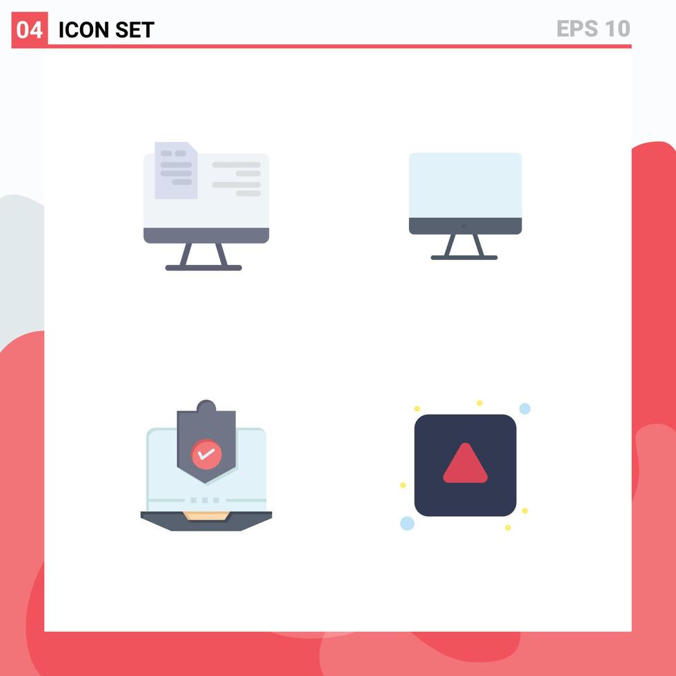 Modern Set of 4 Flat Icons and symbols such as computer computer online screen laptop Editable Vector Design Elements
