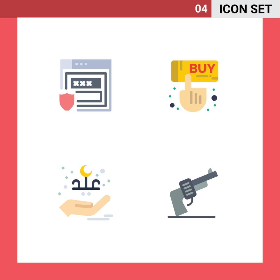 4 User Interface Flat Icon Pack of modern Signs and Symbols of gdpr lettering storage click celebration Editable Vector Design Elements