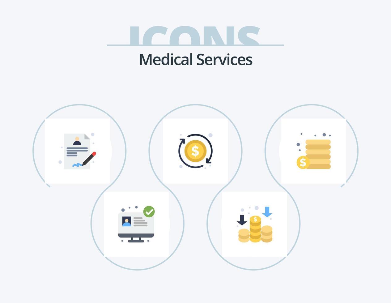 Medical Services Flat Icon Pack 5 Icon Design. . . doctor. money. cash vector