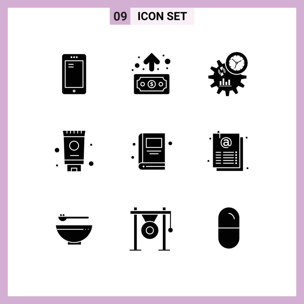 Modern Set of 9 Solid Glyphs and symbols such as education bath transfer bathroom process Editable Vector Design Elements