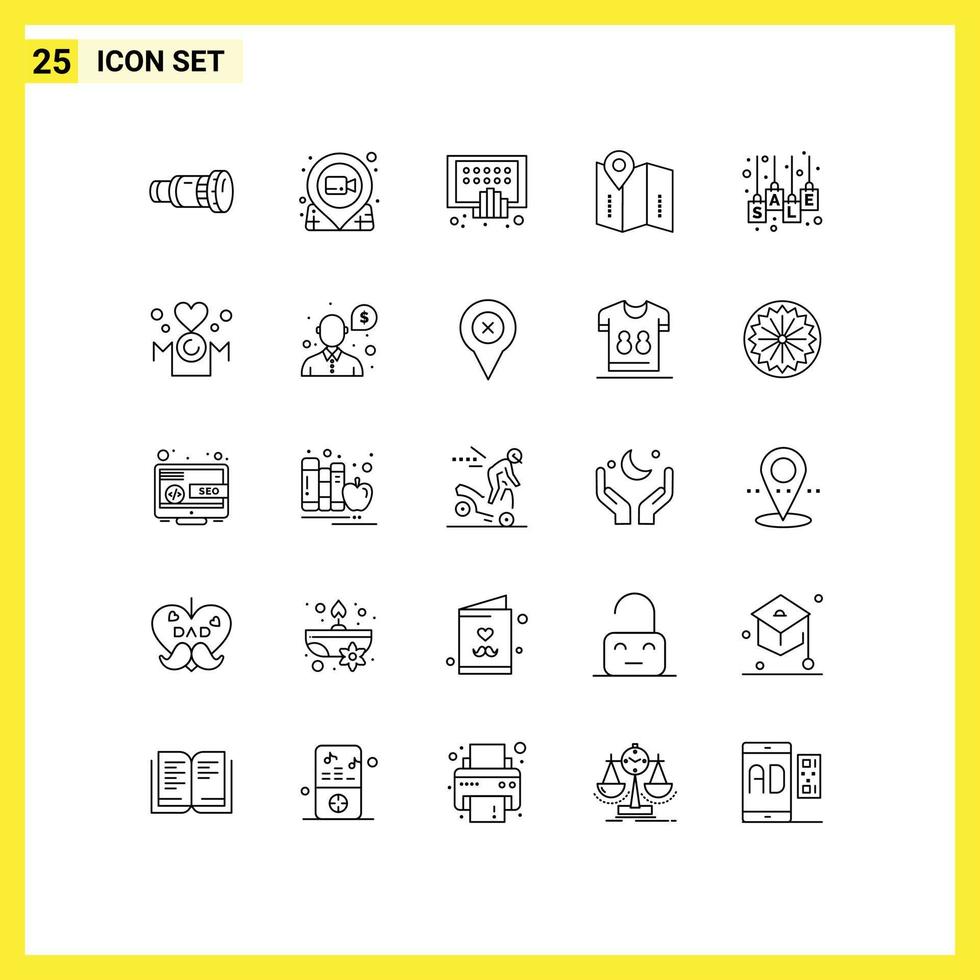 25 Creative Icons Modern Signs and Symbols of directions map pin tablet mobile Editable Vector Design Elements