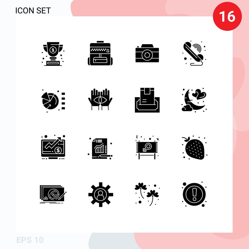 16 iconos creativos signos y símbolos modernos de imagen de gráfico circular comunicación wifi elementos de diseño vectorial editables vector