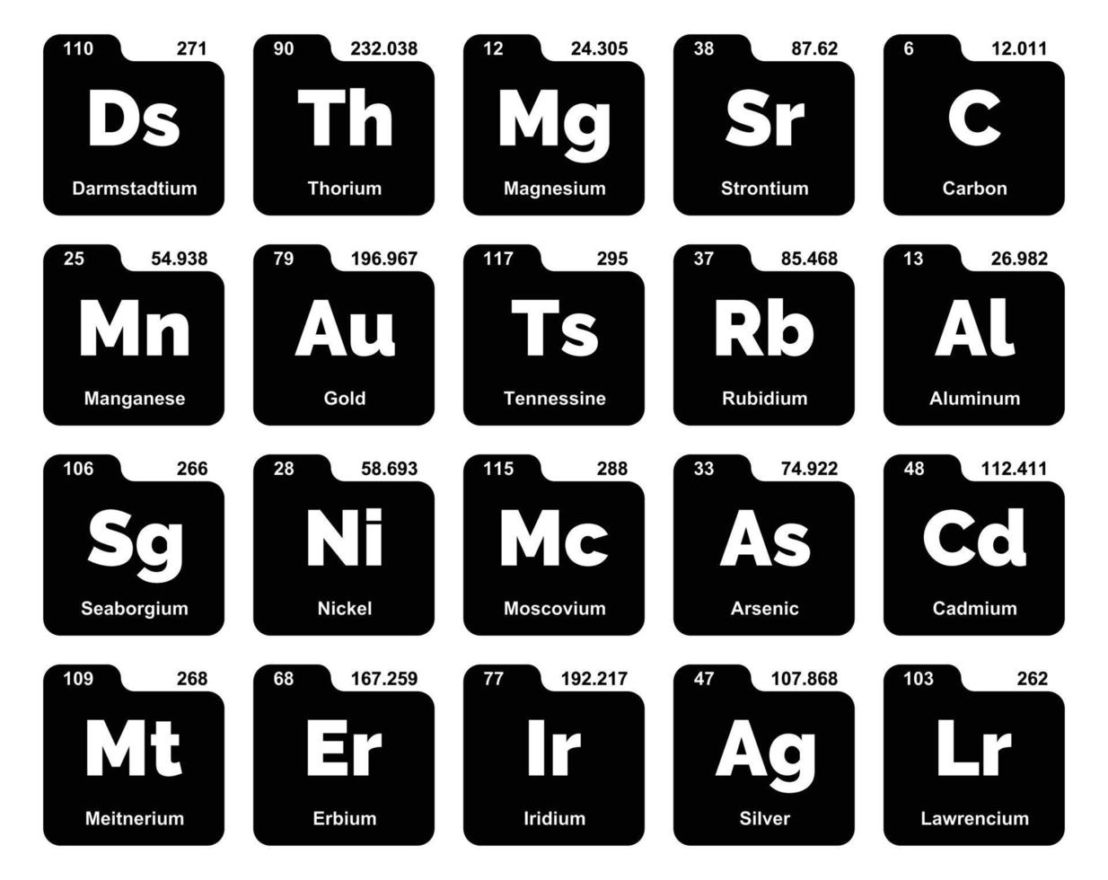 20 Preiodic table of the elements Icon Pack Design vector