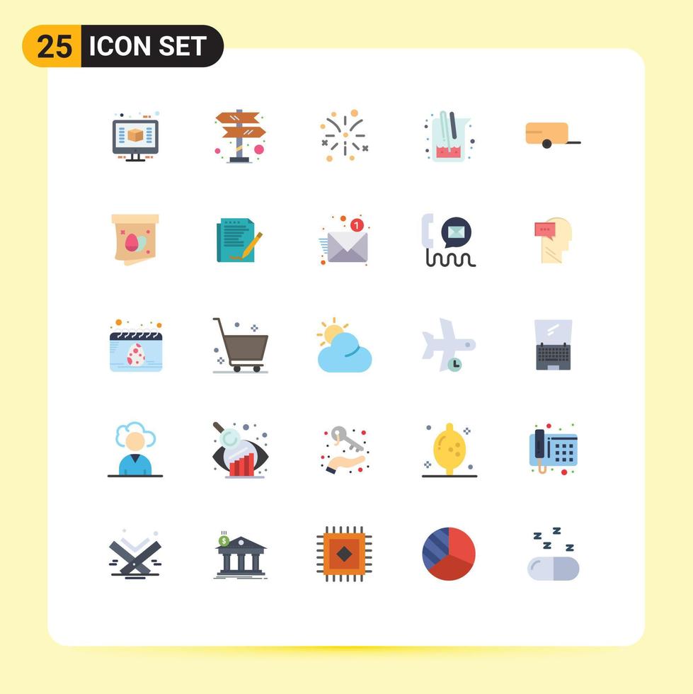 Flat Color Pack of 25 Universal Symbols of trailer lab canada study medicine Editable Vector Design Elements