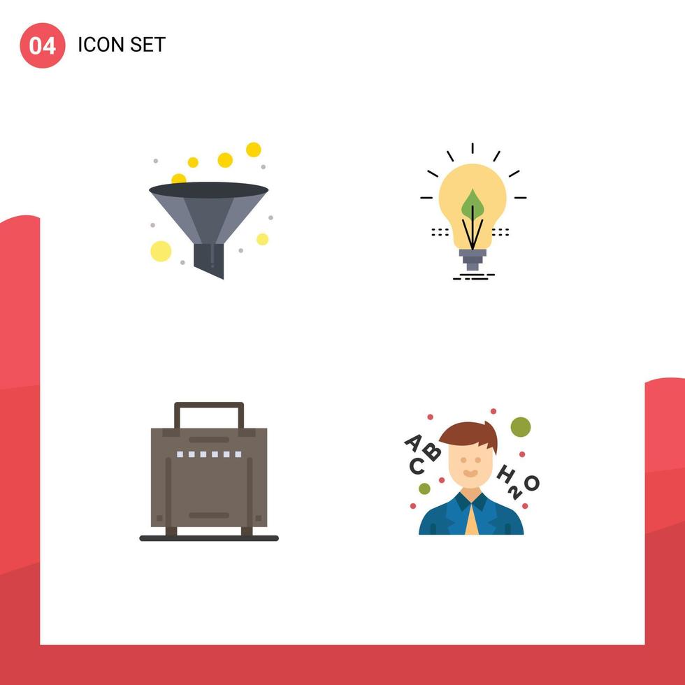 User Interface Pack of 4 Basic Flat Icons of analysis tourist bulb energy learn Editable Vector Design Elements