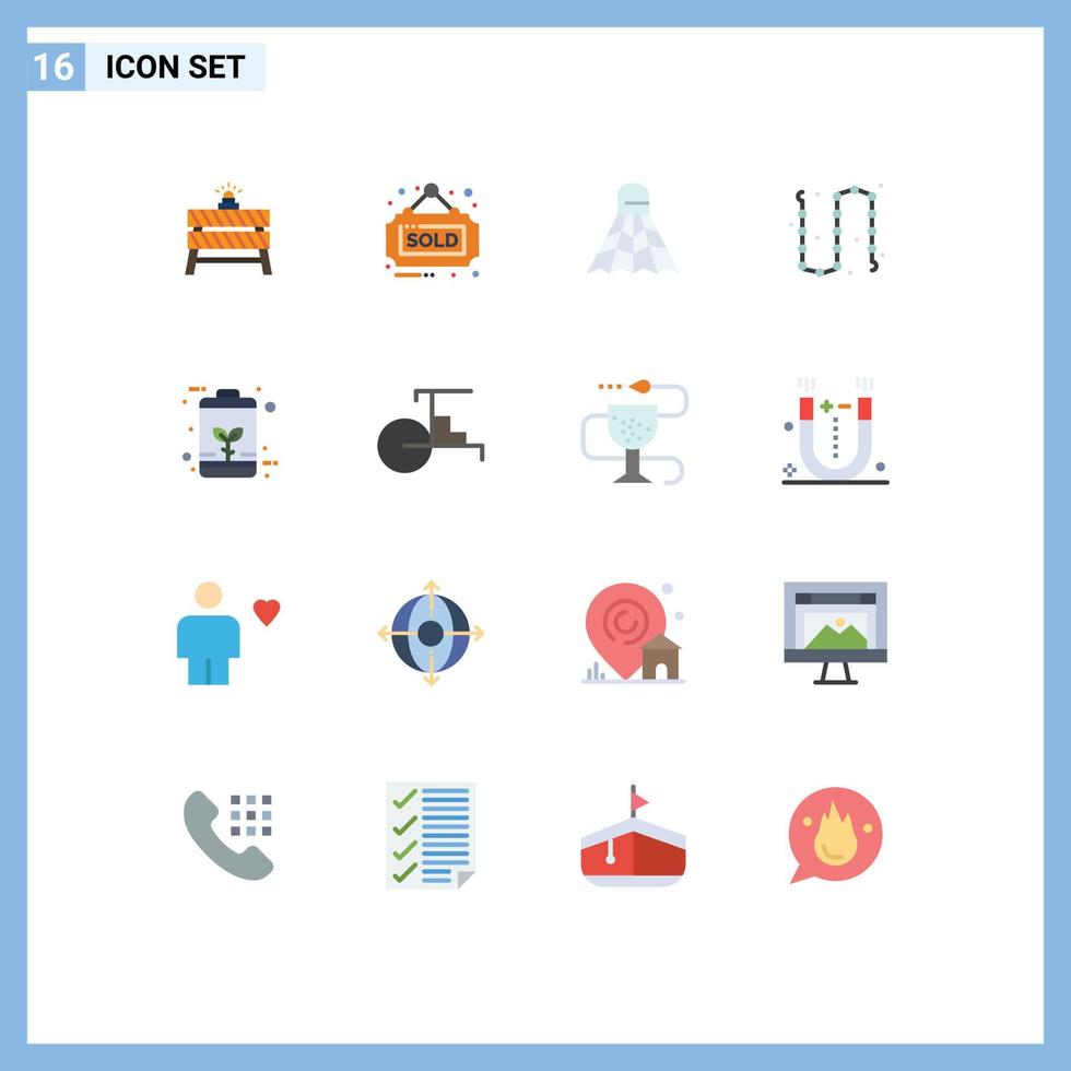 Set of 16 Modern UI Icons Symbols Signs for barrier badminton closed real sport Editable Pack of Creative Vector Design Elements