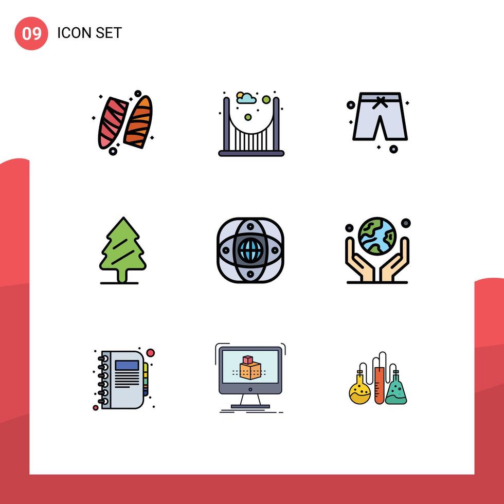 Pack of 9 Modern Filledline Flat Colors Signs and Symbols for Web Print Media such as global connection pants artificial spring Editable Vector Design Elements