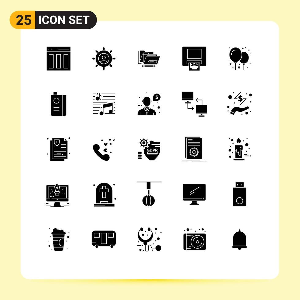Set of 25 Modern UI Icons Symbols Signs for balloon cash manager atm date Editable Vector Design Elements