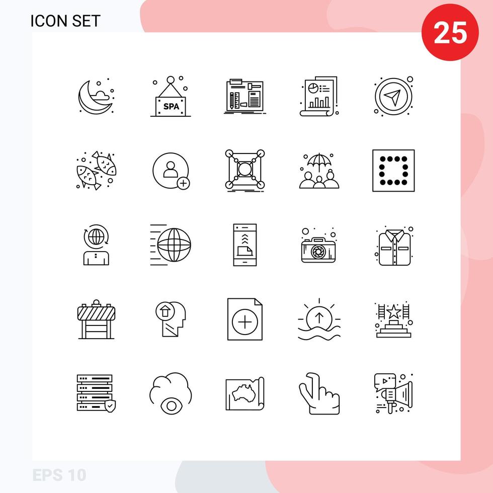 25 iconos creativos signos y símbolos modernos de la brújula gps diy barra gráfica elementos de diseño vectorial editables vector