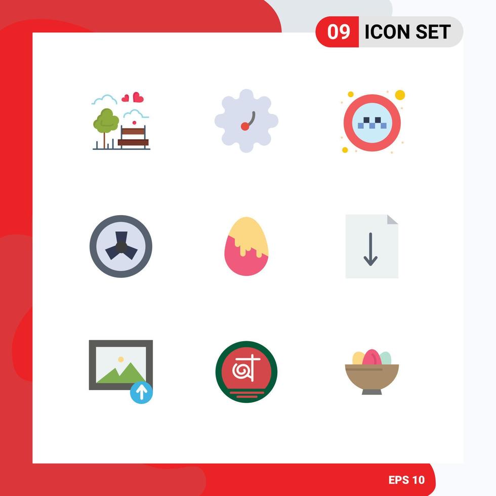 Universal Icon Symbols Group of 9 Modern Flat Colors of egg easter service decoration nuclear Editable Vector Design Elements