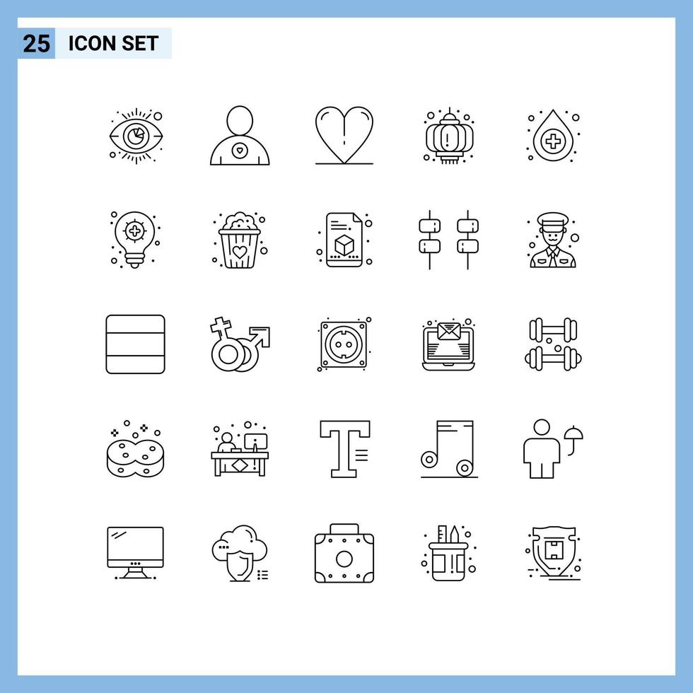 Set of 25 Modern UI Icons Symbols Signs for innovation help love antidote new year Editable Vector Design Elements
