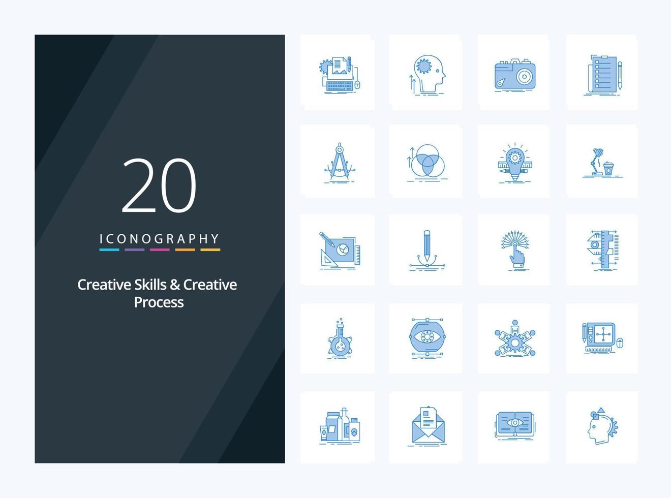 20 Creative Skills And Creative Process Blue Color icon for presentation vector