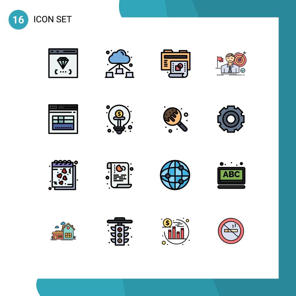 Stock Vector Icon Pack of 16 Line Signs and Symbols for page market creative hit business Editable Creative Vector Design Elements