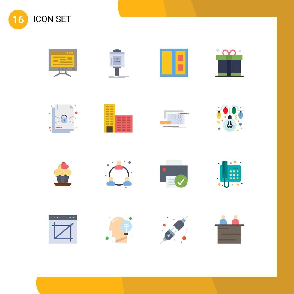 Group of 16 Modern Flat Colors Set for computer building education service door Editable Pack of Creative Vector Design Elements