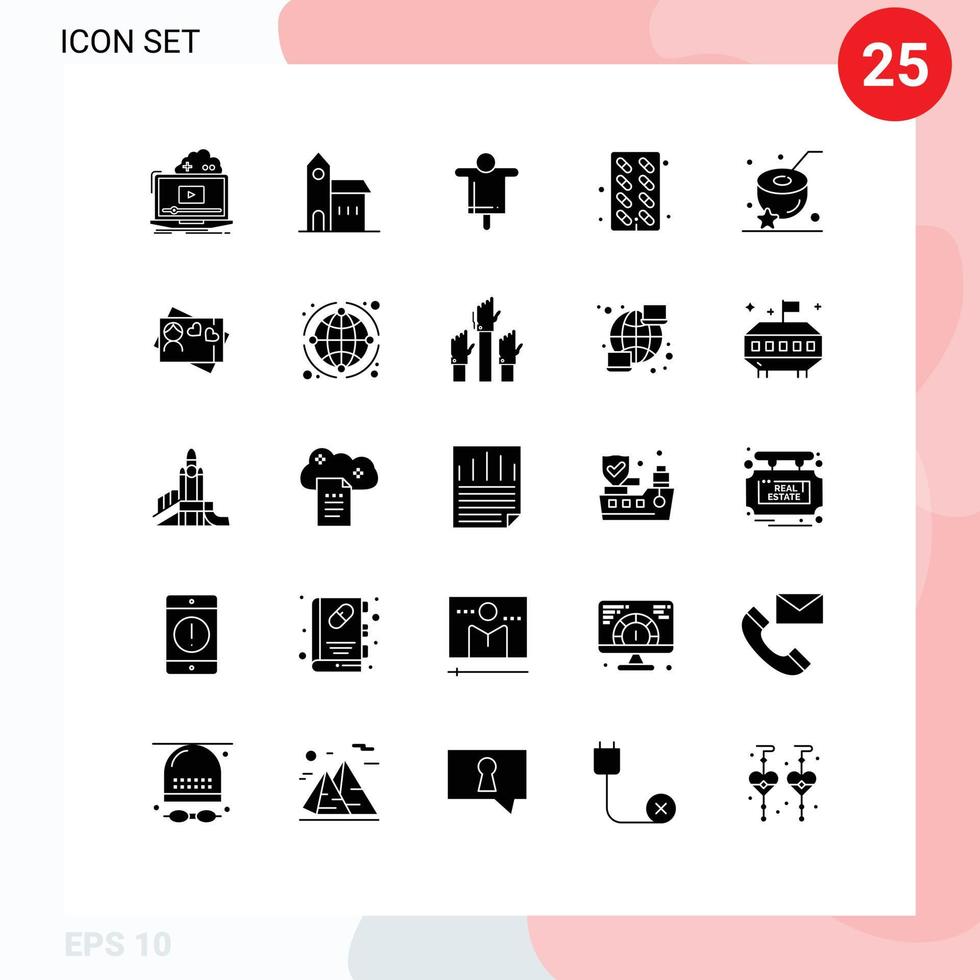 Universal Icon Symbols Group of 25 Modern Solid Glyphs of medicine medicine historic capsule farming Editable Vector Design Elements